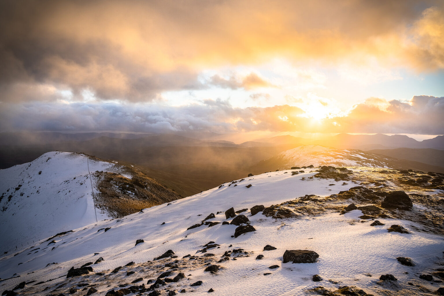 Arenig Fawr Sunset in Winter  – Snowdonia Photography