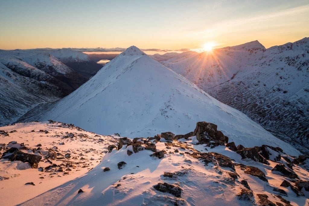 Buachaille Etive Beag Winter Sunset - Stob Coire Raineach