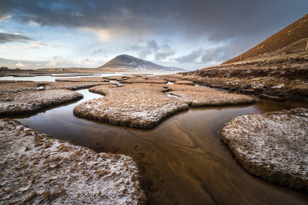 Scarista Salt Flats Snowy Sunset -Isle of Harris Photography