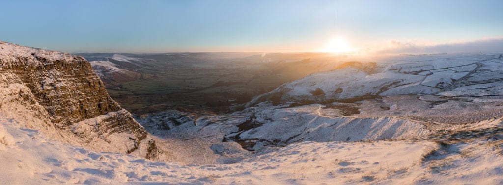 Mam Tor Winter Panoramic from the landslip - Mam Tor Photography Location Guide