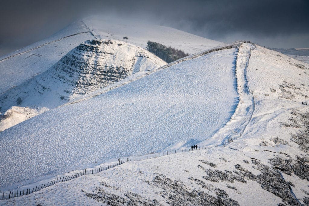 Walkers in winter on the Great Ridge from Mam Tor - Mam Tor Photography Location Guide.jpg