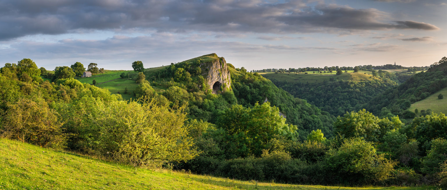 Thors Cave Sunset Panoramic – Peak District Photography