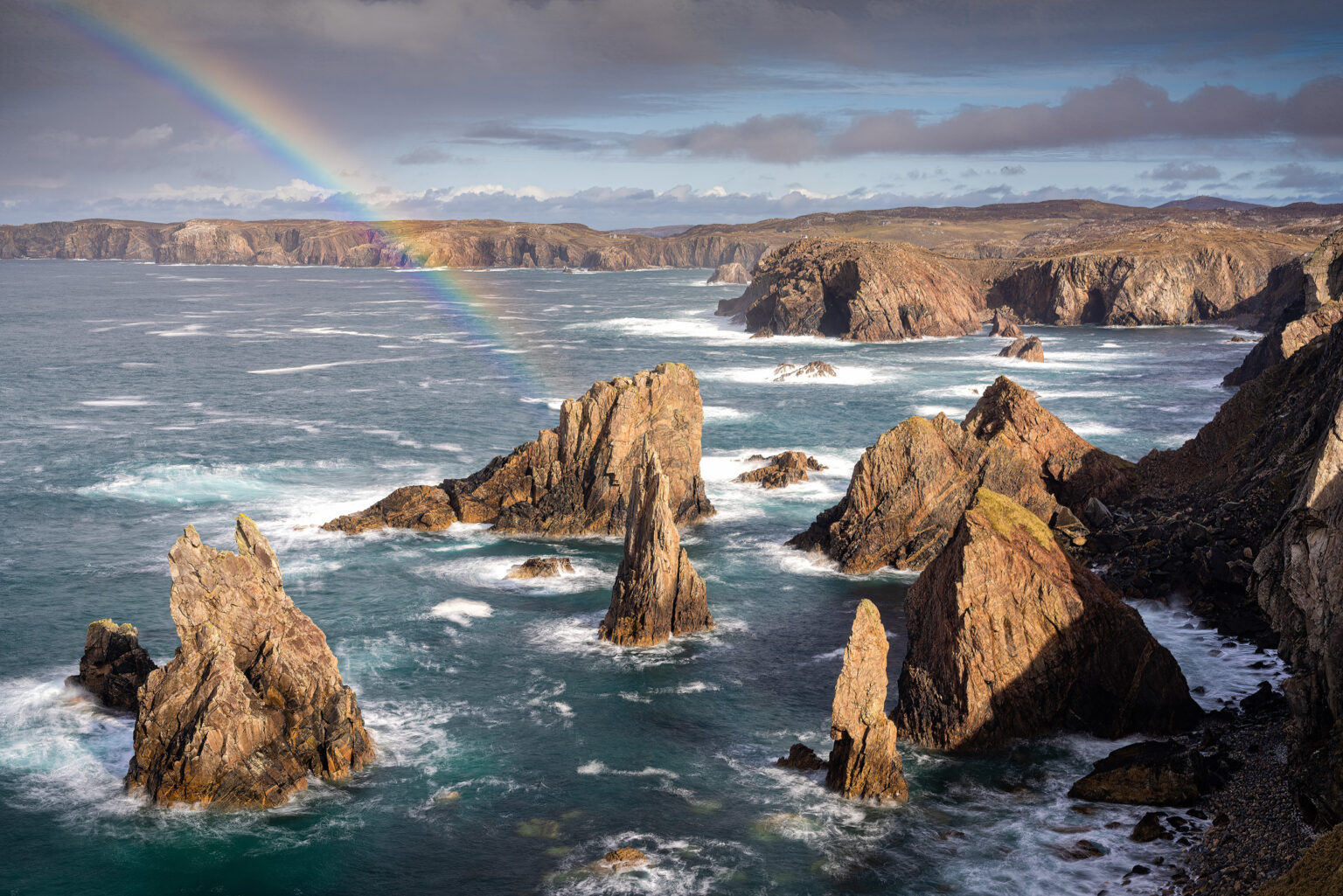 Mangersta Sea Stacks Rainbow - Isle of Harris - Scotland Photography